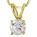 10k Yellow Gold Round Diamond Solitaire Pendant (1/4 cttw, I-J Color, I2-I3 Clarity), 18"