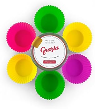 Grazia® 24 Pack Reusable Silicone Baking Cups/Cupcake Liners - Lifetime Guarantee - Dishwasher Safe!