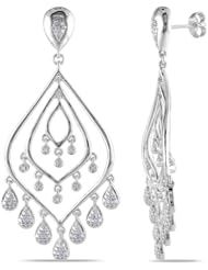 Sterling Silver Diamond Dangle Earrings (0.33 Cttw, H-I Color, I2-I3 Clarity)
