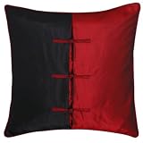 Decorative Handmade Silky Red & Black Chinese Hand-knotted Ties Cushion Cover / Pillow Sham