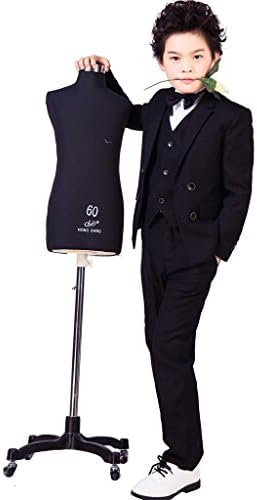 XoMoFlag Boys' Formal Suit Stage Double-breasted Blazer Ring Bearer Black 125