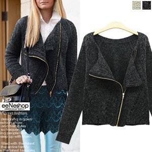 (イイネショップ) eeNeshop ショートレングスニットライダースジャケット