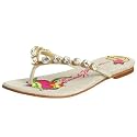 Beverly Feldman Women's Elle Sandal,Natural Linen/Crystal,5.5 M