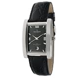 Peugeot Mens 291GY Silver-Tone Black Leather S