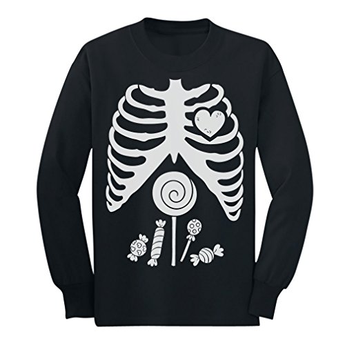 Children Skeleton Candy Rib-cage X-Ray Halloween Funny Long sleeve kids T-Shirt