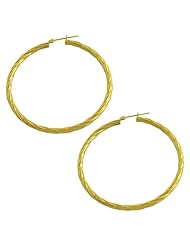 10 Karat Yellow Gold Twisted Hoop Earrings (52 mm)