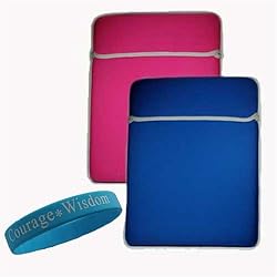 Blue-Pink 10 Inche Reversable 2 Side Soft Sleeve for Samsung NC10-14GW Netbook + Courage*Wisdom Wrist Band!!!