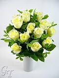 Artificial Silk Flower 18 Heads Rose Bud Bush (Cream) from GT Decorations