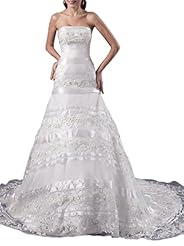 Strapless  Applique Organza  Dress with a Court Train  With Pearls