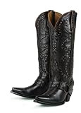 Lane Boots Stud Rocker in Black Leather Fashion Cowgirl Boots