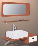 40 Bath Cabinet with Ceramic Sink Wall-mounted, Mirror with Tempered Glass Shelf, Faucet, Pop-up Drain and Trap, New #4027