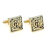 Amazing Cufflinks for Men Stainless Steel Egyptian Groove Gold ~ R&B Jewelry
