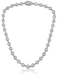 C.Z. Sterling Silver Rhodium Plated Circle Necklace