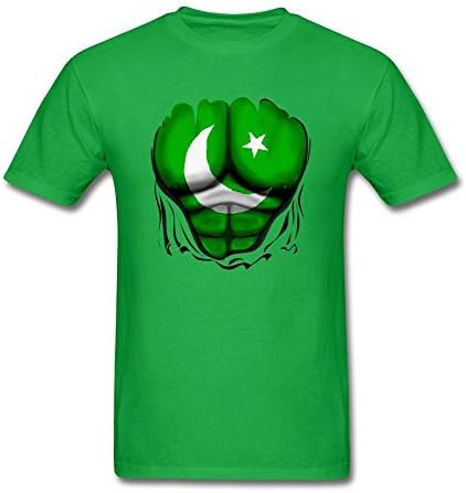 Liwon Young Pakistan Flag Ripped Muscles T Shirts Forest Green M