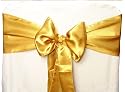 Gold Satin Wedding Chair Sash Bows (Set of 10)