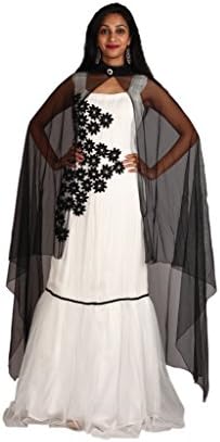 ZEDDS Women's Kaftan Dress 44 Off-White & Black