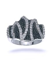 1.15 CT Black and White Diamond Ring in Sterling Silver In Size 7 (Available in Sizes 5 - 9)