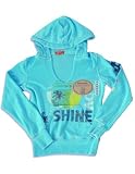 Butter - Girls Super Soft Long Sleeve Pullover Love And Shine Hooded Sweatshirt, Acid Turquoise