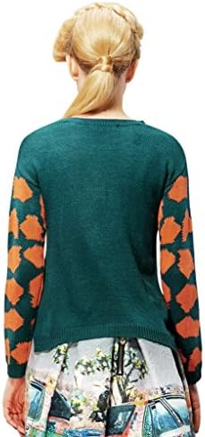 Elf Sack Womens Autumn Sweater Round Neck Lovely Giraffe Preppy Style Medium Size Blue