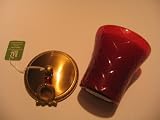 Red Cut Glass Votive Candle with Wreath Icon and Brass Lid