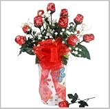 1 Dozen Chocolate Roses in a Vase - A Mother's Day or Birthday Gift Basket Idea!