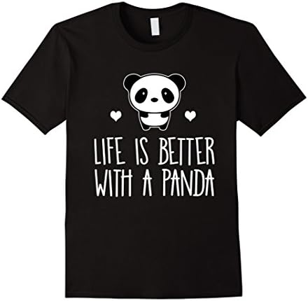 Men's Life Is Better With A Panda Animal Bear Hearts T-Shirt XL Black