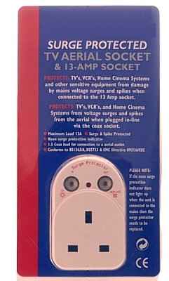 Childrens Toyshop  Electronics : UKayed Surge Protected TV Aerial Socket and 13 Amp Socket