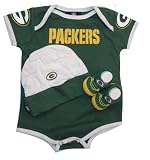 Green Bay Packers Onesie Booties and Cap 3pc Infant / Baby Set