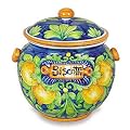 Handmade Toscana Biscotti Jar With Lemons From Italy