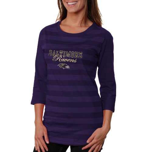 Reebok Baltimore Ravens Women's Nostalgia Three-Quarter Length Sleeve T-Shirt - Purple