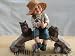 Resin Country Boy With Dog Fishing On Bridge Statue