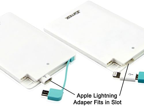 JGmax®2000mAh Portable Pocket-Size Power Bank Charger Built-in Micro USB &amp; Apple Lightning Cable for Iphone 6s Plus/6s/6/5s/5c/4s/4 etc.