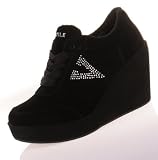 VOLATILE Cash Womens Platform Wedge Shoes Black/Rhinestones