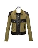 Forzieri Brown & Olive Italian Leather and Cotton Motorcycle Jacket