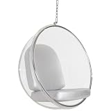 LexMod Eero Aarnio Style Bubble Chair With Silver Pillows LexMod Eero Aarnio Style Bubble Chair With Silver Pillows