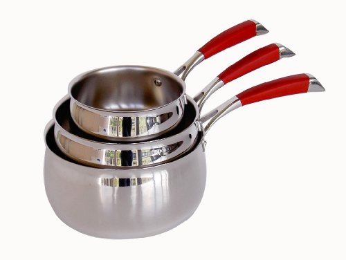Sitram - PSAVNSER3CCN - Savvy - Série 3 Casseroles - Diamètre: 14/18/20 cm Poignée Inox Silicone Noire Inox Induction