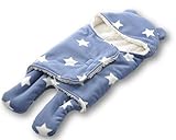 （ラグロージー）LuxRosy* 【 ふわもこ あったか フリース くまちゃん おくるみ】 足入れ付 防寒 ベビー 新生児 出産祝い ギフト プレゼント (スター/ブルー)