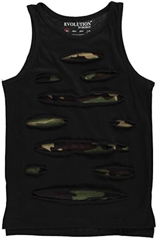 Evolution Big Boys' "Ripped Camo" Tank Top - black, 10 - 12