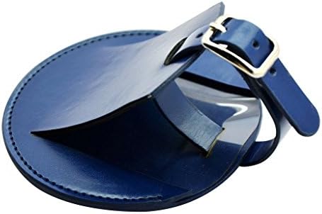 2 Pack Round Leather ID Tags Business Card Holder for Carry On Luggage, Baggage ID / Shipping Tags / Travel Identifier for DJ Equipment / Travel Bag / Flight Case / ID Name Suitcase Label / Sports Bag, Blue - New Gift