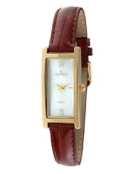 Peugeot Womens 3017BR Gold-Tone Brown Leather Strap Watch