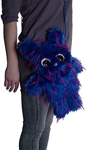 KryptiK Woman's Furry Friend Shoulder Strap Bag Blue with Pink Spikes