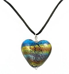 Necklace - N150 - Rainbow Puffy Ceramic Heart