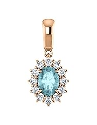 18K Rose Gold 7.00x5.00mm Oval Cut Mozambique Blue Paraiba Tourmaline and Diamond Pendant -- LIFETIME WARRANTY