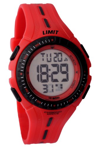 Limit Boys Round Red Plastic Digital Watch 5392.56 With Red Bezel And Black/White Markers