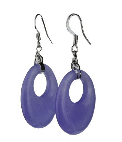Purple jade oval Earring * FREE shipping from Hawaii