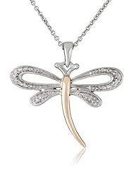 14k Rose Gold Plated Sterling Silver Butterfly Pendant Necklace (0.07 cttw, I-J Color, I2-I3 Clarity), 18"