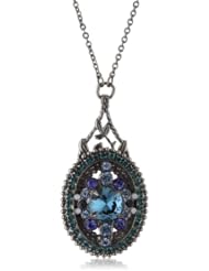 Sorrelli "Electric Blue" Crystal Vintage Style Silver-Tone Pendant Necklace