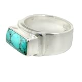 Sterling Silver Turquoise Rectangle Ring by Sajen