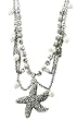Bling Austrian Crystal Starfish, Pearl and Crystal Multichain Necklace by Alex Carol