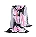 E-Clover Women Soft Floral Print Shawl Chiffon Sheer Scarf (Black&Pink)
